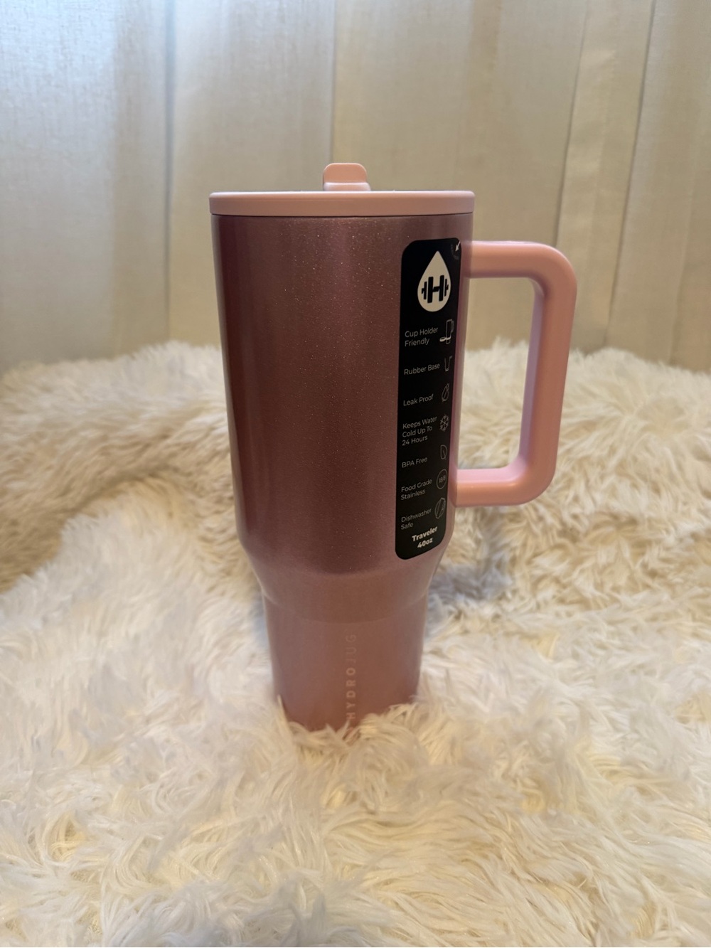 HydroJug Metallic Pink Travel Mug with Handle from Victoria secret